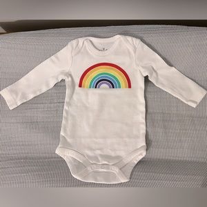NWOT Primary Rainbow long sleeve onesie; Size 3-6 months